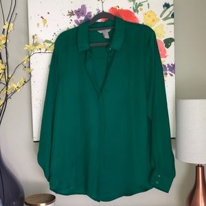H&M green collard blouse